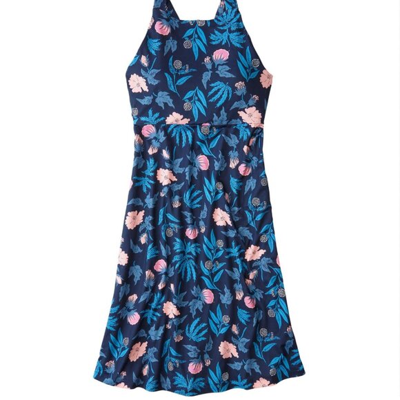 Patagonia Magnolia Spring Navy Blue Floral Jersey Knit Outdoor Dress Size XS - Picture 3 of 7